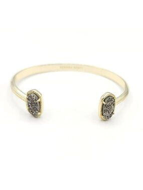 Kendra Scott Gold Tone Druzy Elton Cuff Bracelet Signed